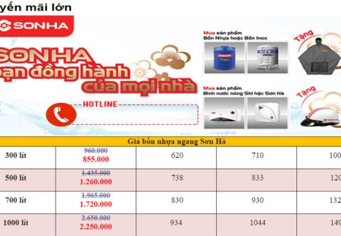 Bảng giá Bồn nước nhựa Sơn Hà - Cập nhật mới nhất 2021