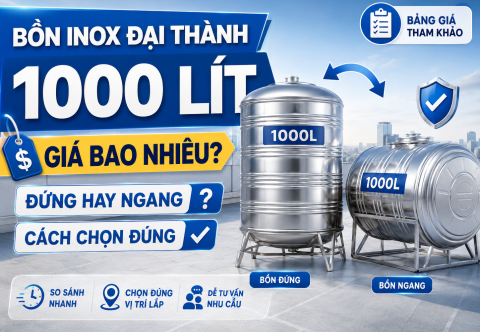Bồn inox Đại Thành 1000 lít giá bao nhiêu? Bảng giá đứng/ngang và cách chọn