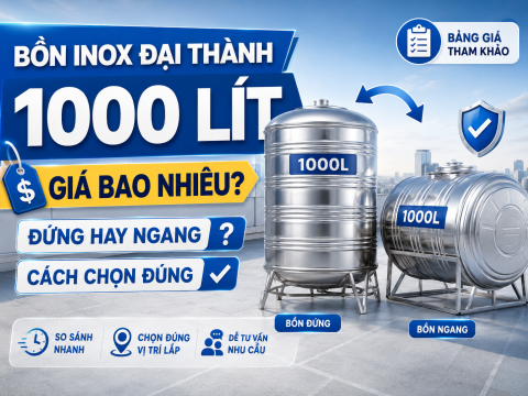Bồn inox Đại Thành 1000 lít giá bao nhiêu? Bảng giá đứng/ngang và cách chọn