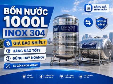 Bồn nước inox 304 1000L có nên mua? Giá và lưu ý chọn loại tốt?