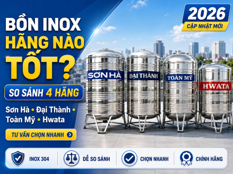 Bồn nước inox hãng nào tốt nhất 2026? So sánh Sơn Hà, Đại Thành, Toàn Mỹ, Hwata