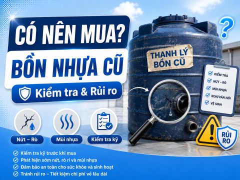 Thanh lý bồn nước nhựa cũ: có nên mua không, cách kiểm tra và rủi ro cần biết