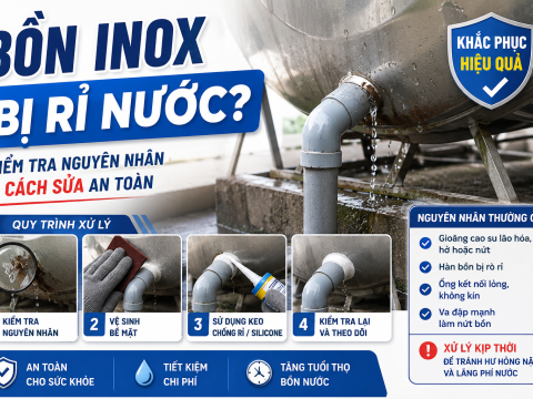 Cách xử lý bồn inox bị rỉ nước: kiểm tra nguyên nhân và cách sửa an toàn