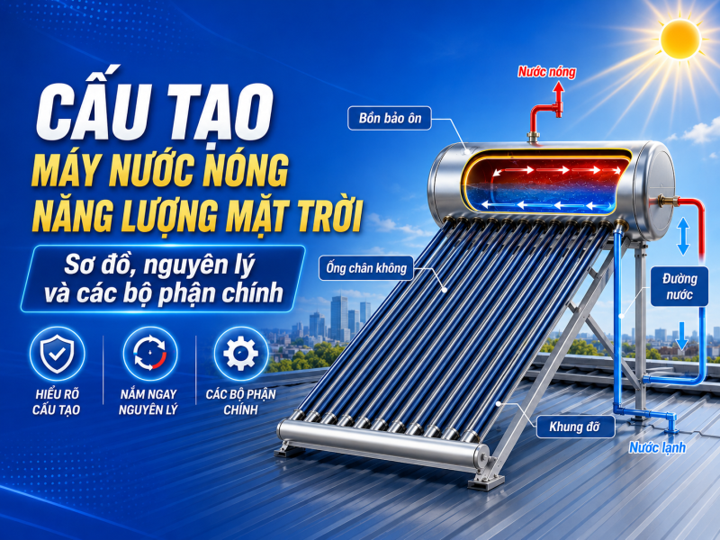 Cấu tạo máy nước nóng năng lượng mặt trời: sơ đồ, nguyên lý và các bộ phận chính