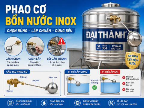 Phao cơ bồn nước inox: cách chọn, cách lắp và lỗi cần tránh