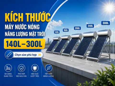 Kích thước máy nước nóng năng lượng mặt trời 140L-300L