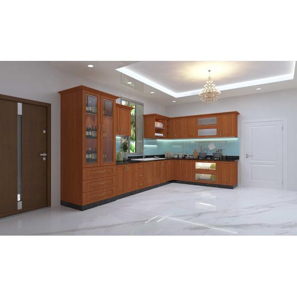 Kệ bếp inox 304 Hwata, cửa gỗ xoan đào HWXD 01