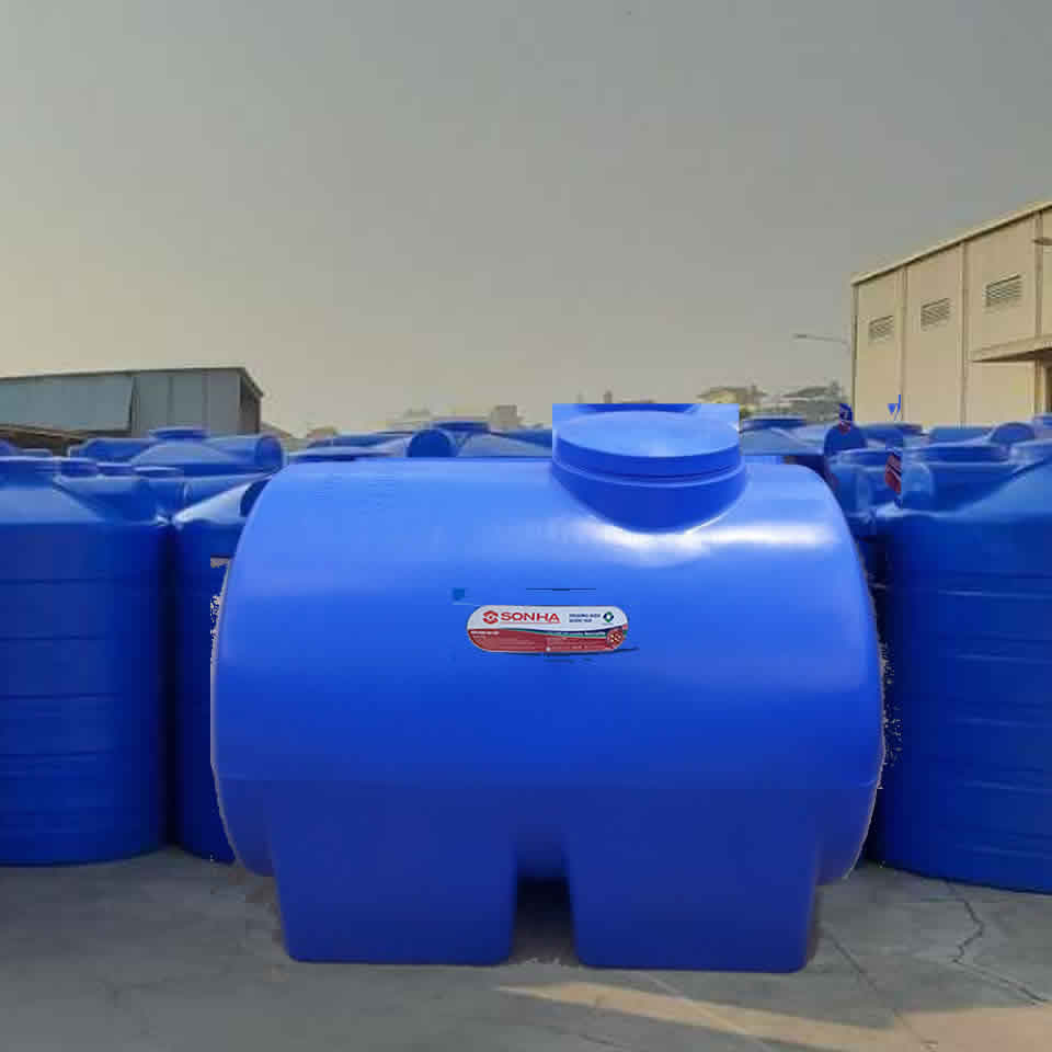 bồn nước nhựa 500L ngang phù hợp mái thấp mặt bằng dài