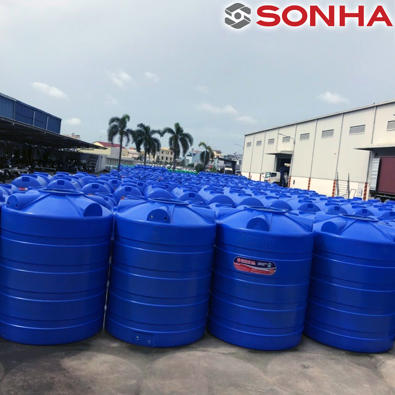 bồn nước nhựa ngang phù hợp mái thấp và mặt bằng dài