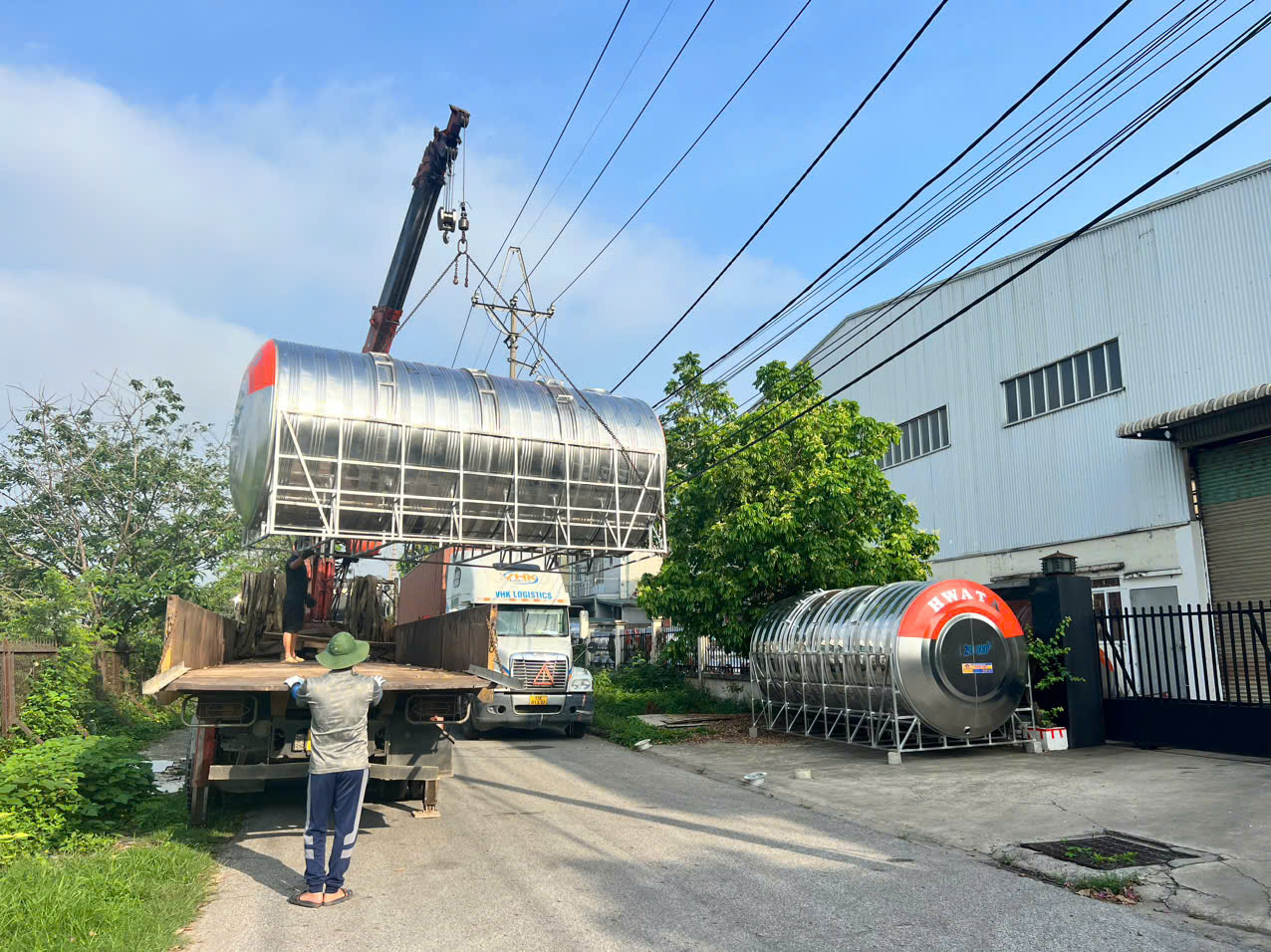 Bồn nước công nghiệp inox SUS304 dung tích 15000L ngang