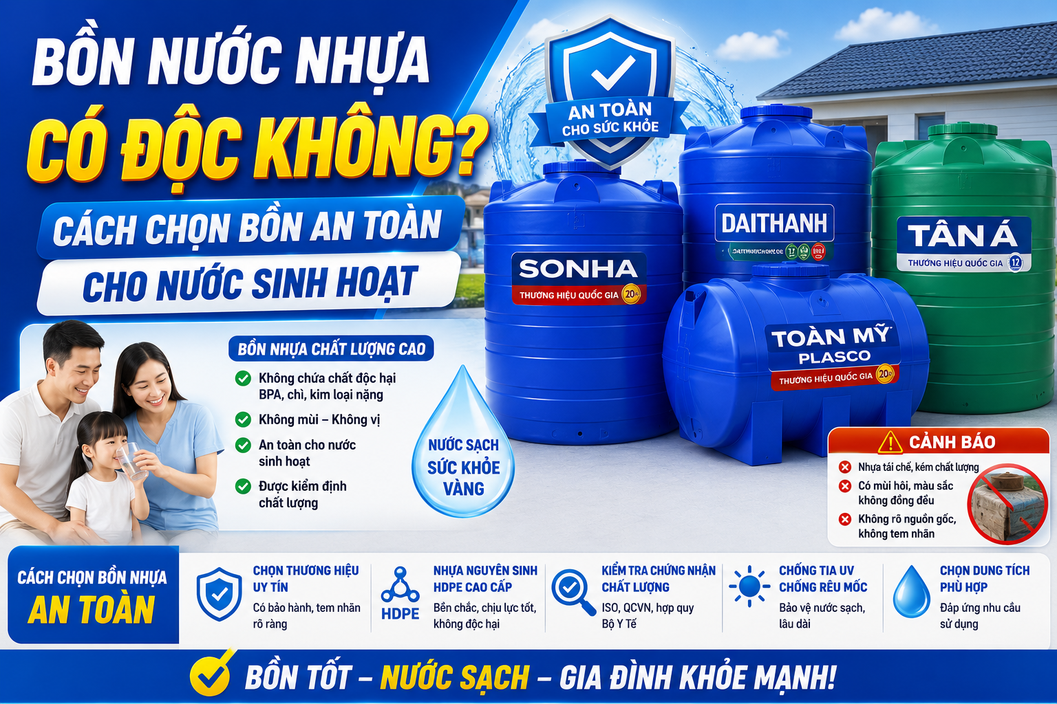 bồn nước nhựa có độc không và cách chọn bồn an toàn