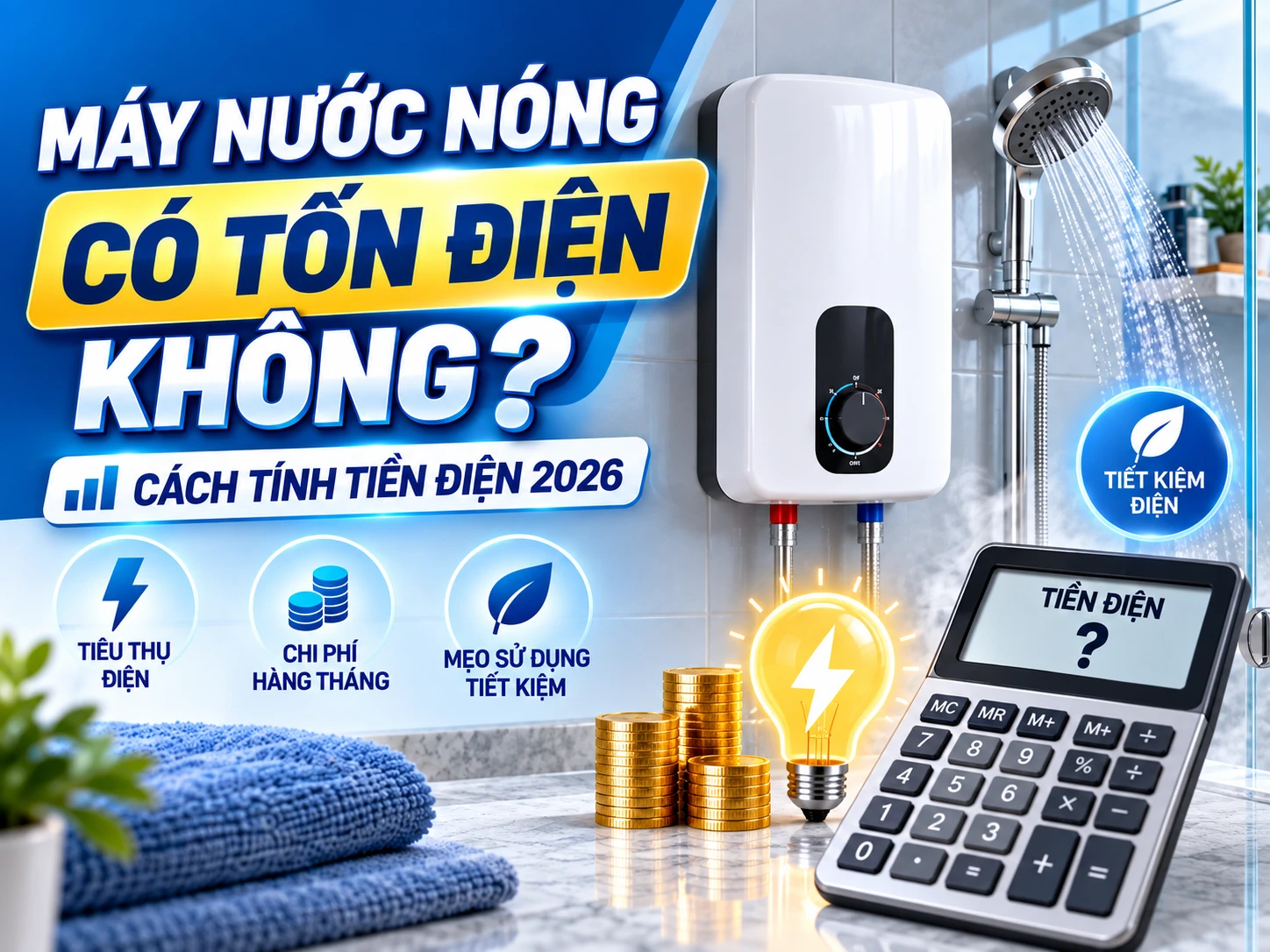 Cách tính máy nước nóng tốn bao nhiêu điện Máy nước nóng có tốn điện không và cách tính điện năng tiêu thụ