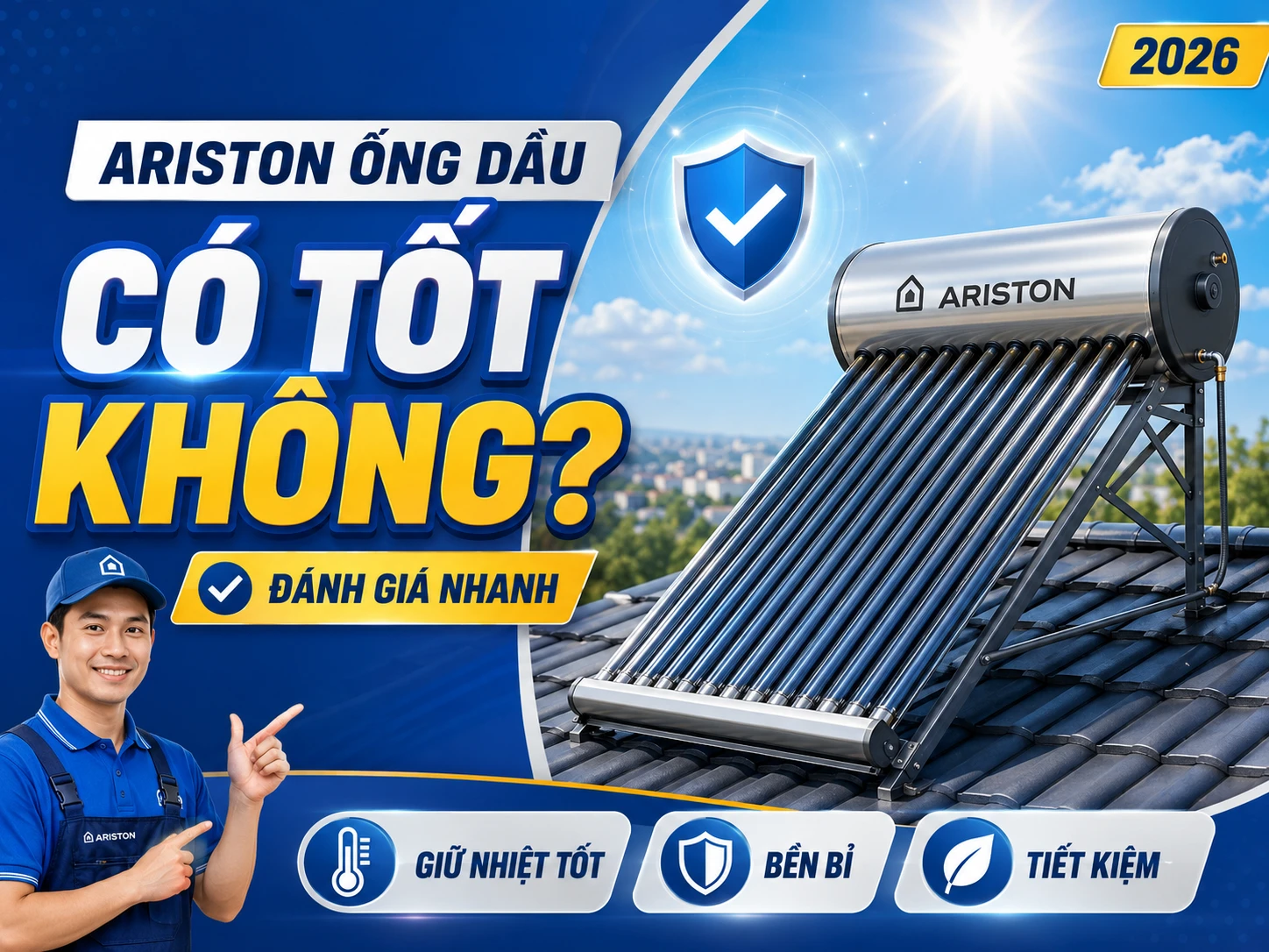 Máy nước nóng năng lượng mặt trời Ariston ống dầu và các công nghệ thu nhiệt