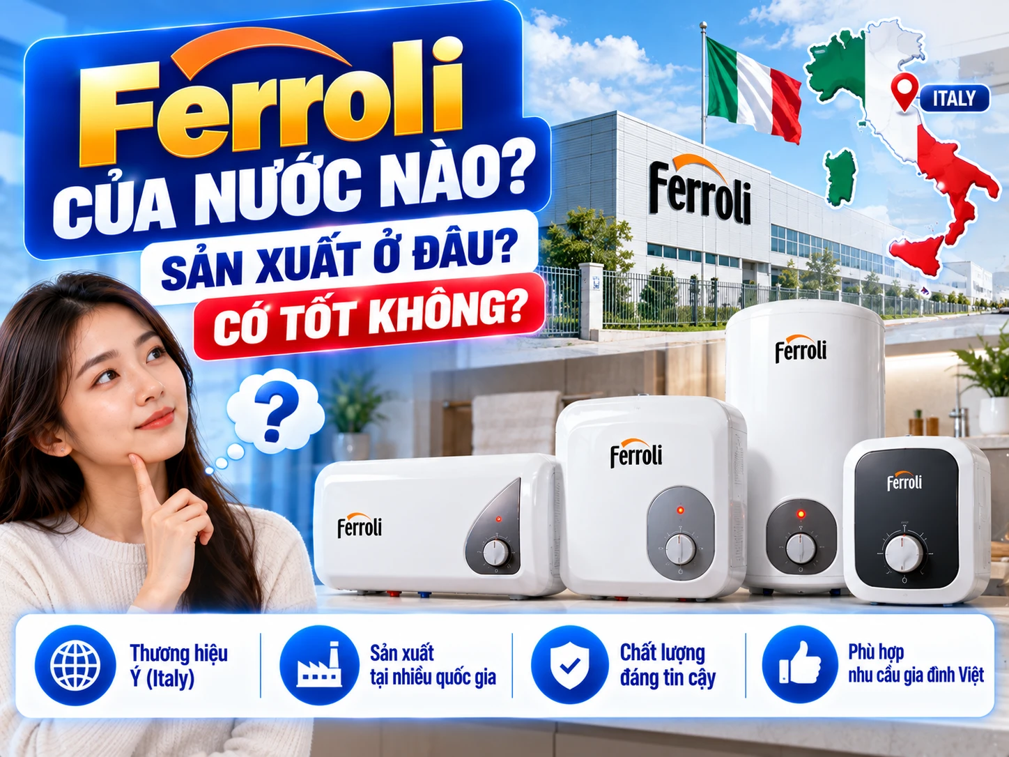 Ferroli của nước nào - thương hiệu Italia có hoạt động sản xuất tại Việt Nam