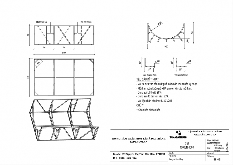 Chân bồn nước 4000l ngang