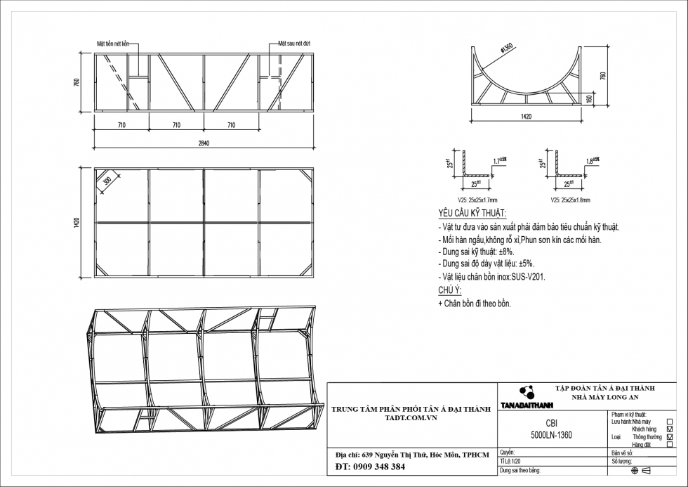 Chân bồn nước 5000l ngang