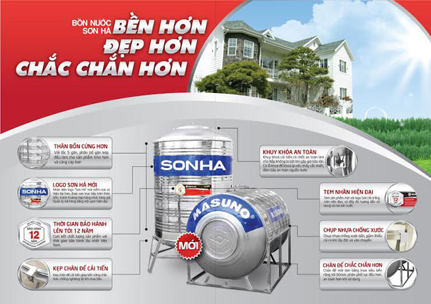 Bồn nước inox Sơn Hà 500l