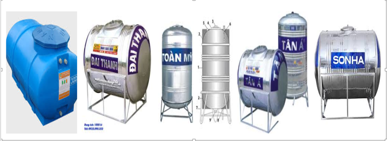 Các loại bồn chứa nước nhựa và bồn chứa nước inox tại toàn phát cung cấp