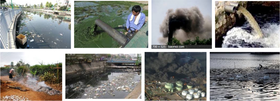 TÁc nhân gây ô nhiễm môi trường nguồn nước do các chất thải cũng như khói bụi tại các khu công nghiệp 